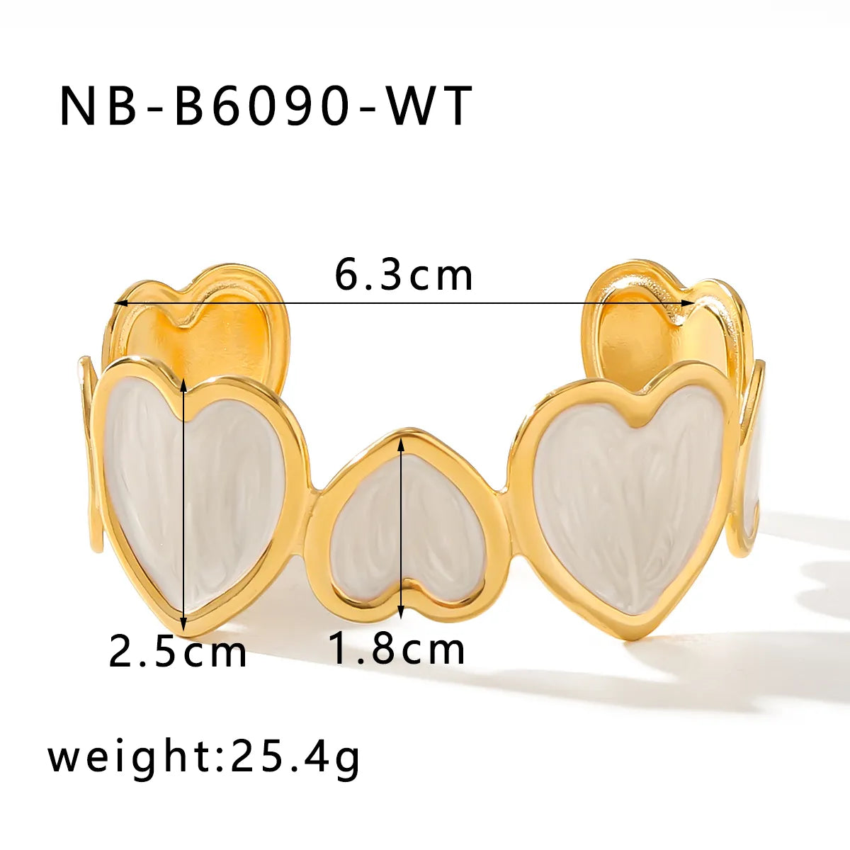 Classic Style C Shape Heart Shape 304 Stainless Steel 18K Gold Plated Cuff Bracelets In Bulk