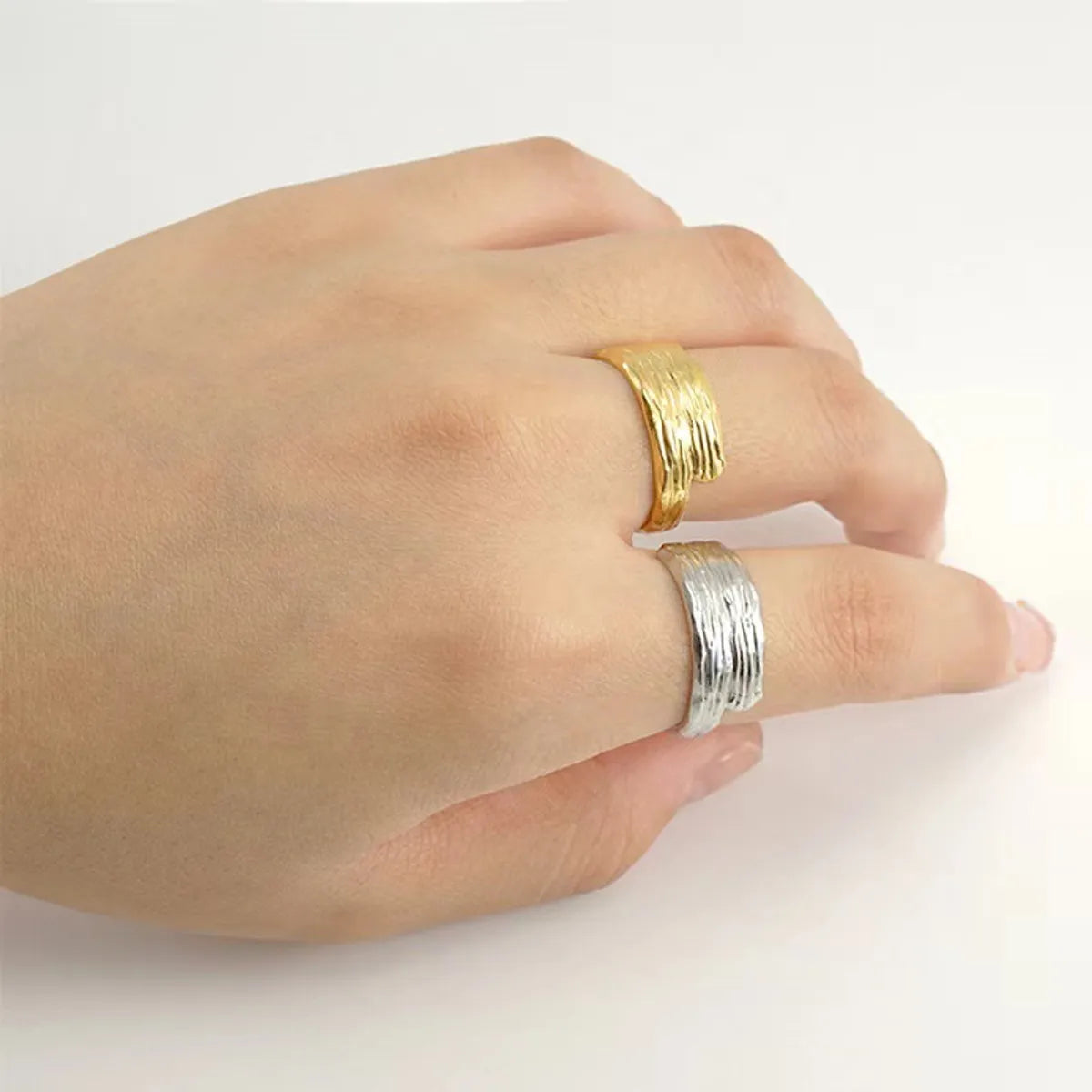 Classic Style C Shape Titanium Steel Plating 18k Gold Plated Open Rings