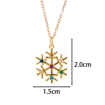 Classic Style Christmas Hat Christmas Tree Santa Claus Stainless Steel Copper Plating Inlay Zircon 18k Gold Plated Pendant Necklace