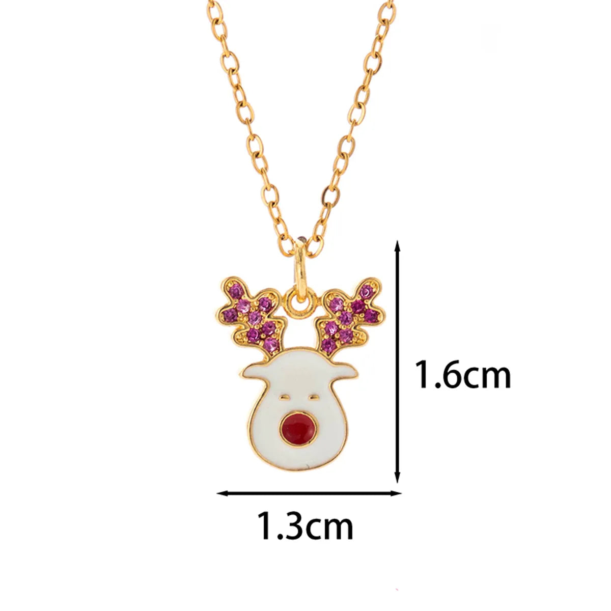 Classic Style Christmas Hat Christmas Tree Santa Claus Stainless Steel Copper Plating Inlay Zircon 18k Gold Plated Pendant Necklace