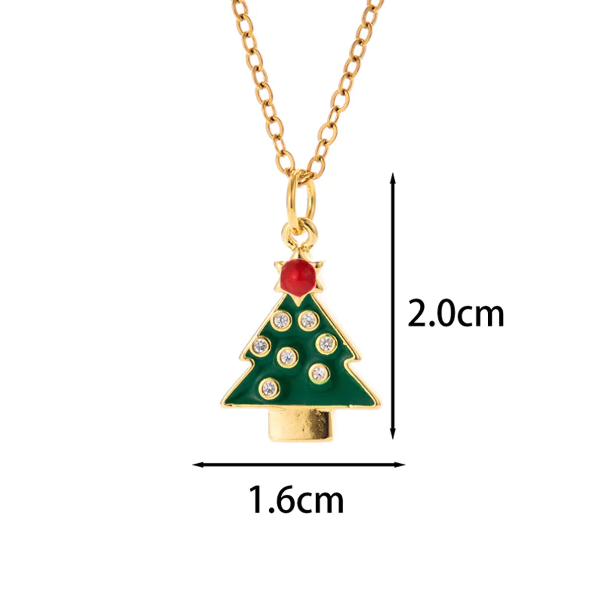 Classic Style Christmas Hat Christmas Tree Santa Claus Stainless Steel Copper Plating Inlay Zircon 18k Gold Plated Pendant Necklace