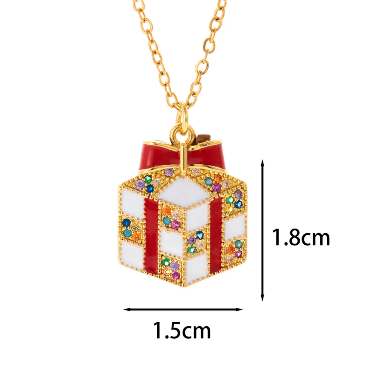 Classic Style Christmas Hat Christmas Tree Santa Claus Stainless Steel Copper Plating Inlay Zircon 18k Gold Plated Pendant Necklace