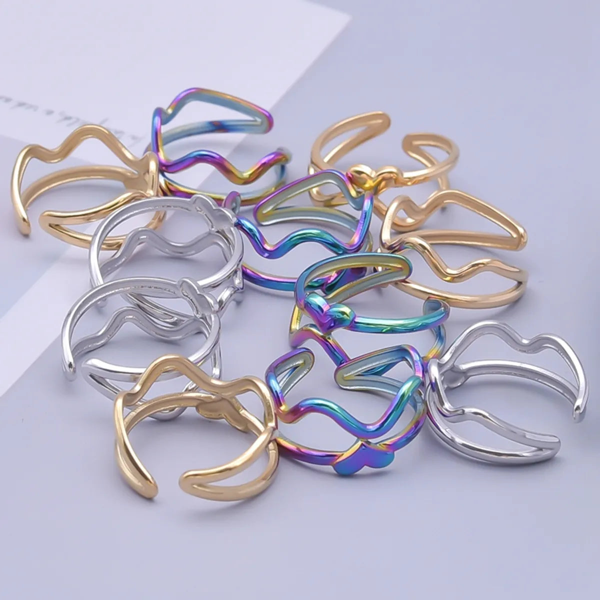 Classic Style Circle Stainless Steel Plating 18k Gold Plated Open Rings