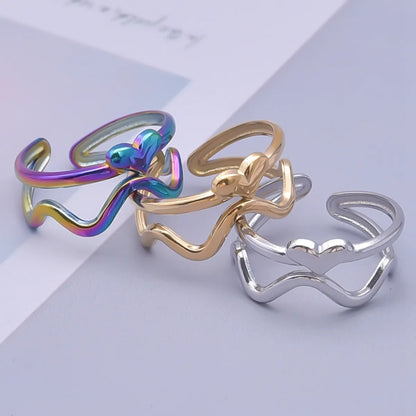 Classic Style Circle Stainless Steel Plating 18k Gold Plated Open Rings