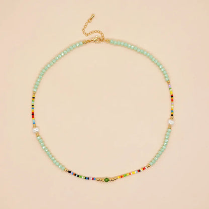 Classic Style Colorful Beaded Imitation Pearl Copper Women'S Necklace