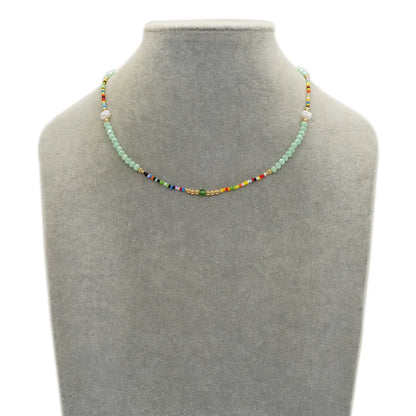 Classic Style Colorful Beaded Imitation Pearl Copper Women'S Necklace