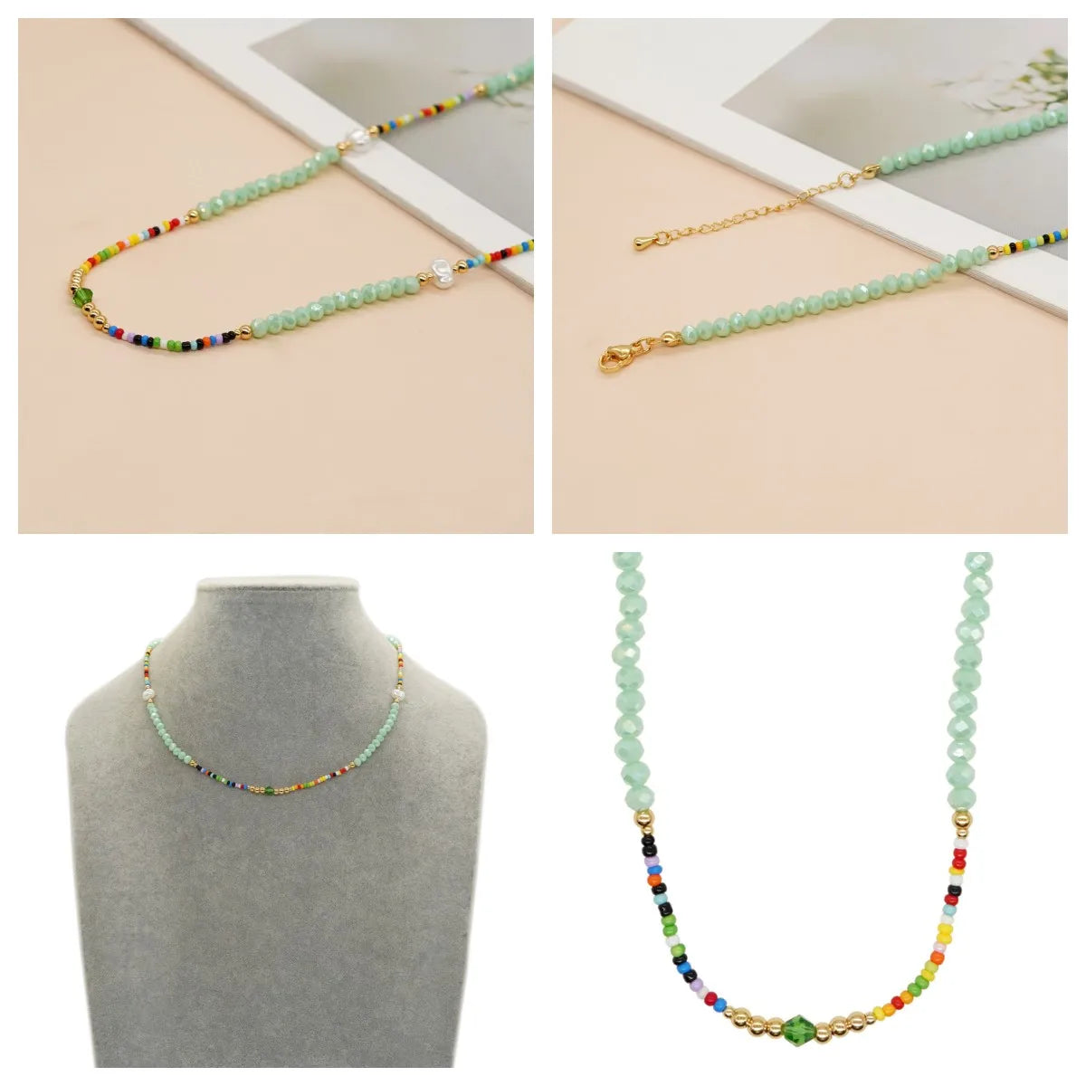 Classic Style Colorful Beaded Imitation Pearl Copper Women'S Necklace