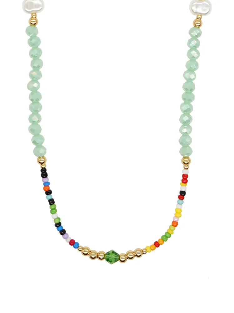 Classic Style Colorful Beaded Imitation Pearl Copper Women'S Necklace