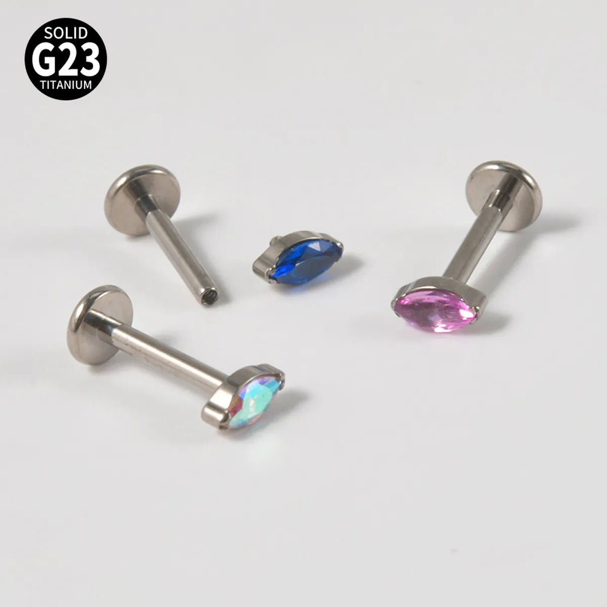 1 Piece Lip Rings Classic Style Colorful Water Droplets G23 Titanium Synthetic Opal Zircon Inlay Synthetic Opal Zircon