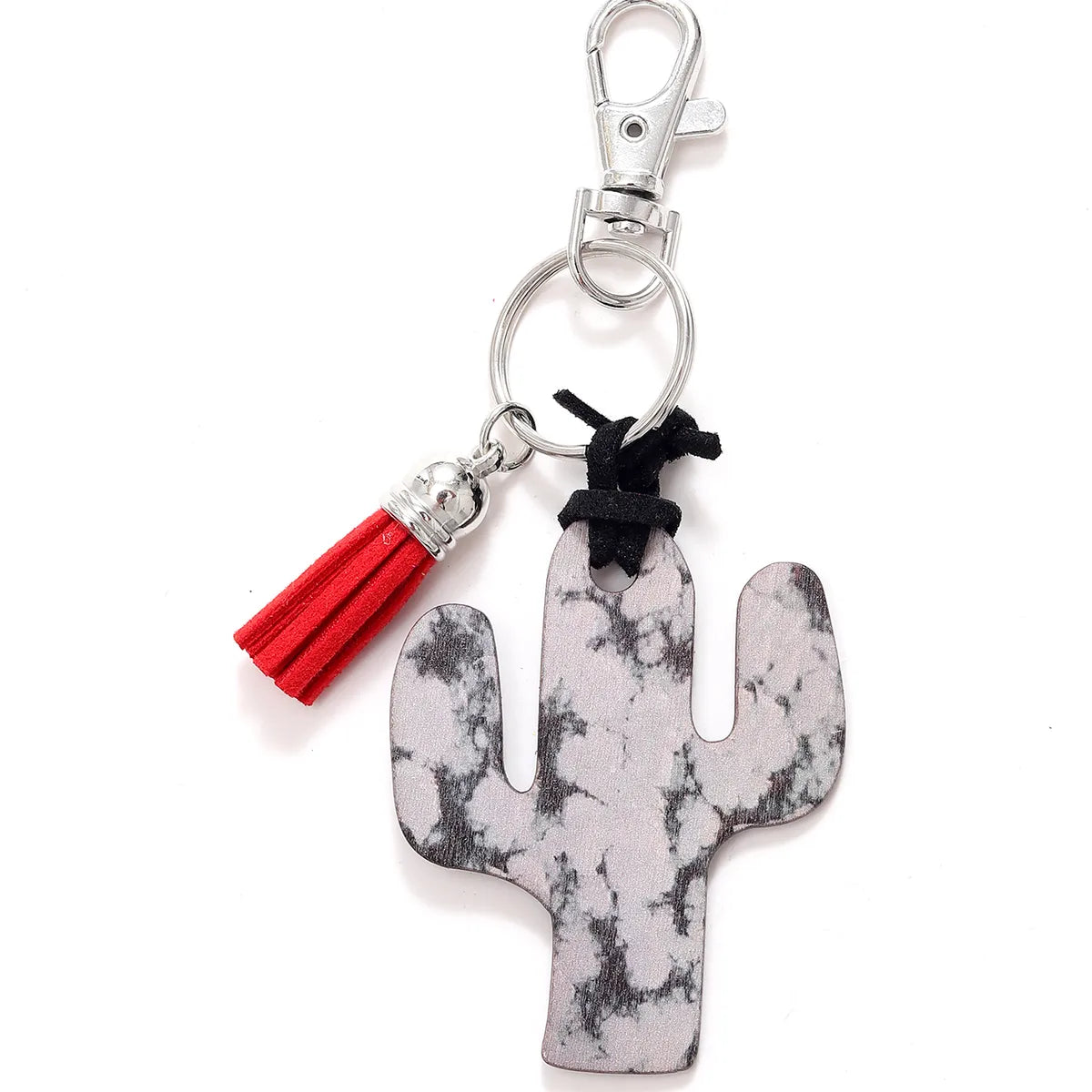 Classic Style Commute Cactus Printing Wood Bag Pendant Keychain