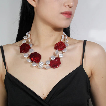 Classic Style Commute Color Block Imitation Pearl Plating Gold Plated Women's Necklace