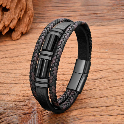 Classic Style Commute Color Block 316 Stainless Steel  Natural Stone Knitting Men'S Bracelets