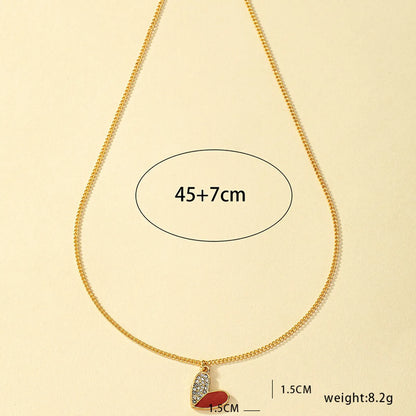 Classic Style Commute Heart Shape Alloy Plating Inlay Rhinestones 14k Gold Plated Women's Pendant Necklace