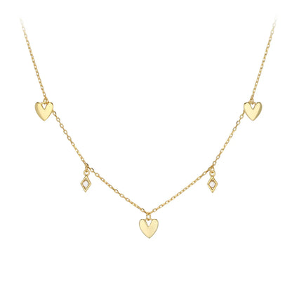 Classic Style Commute Heart Shape Rhombus Sterling Silver Plating Gold Plated Necklace