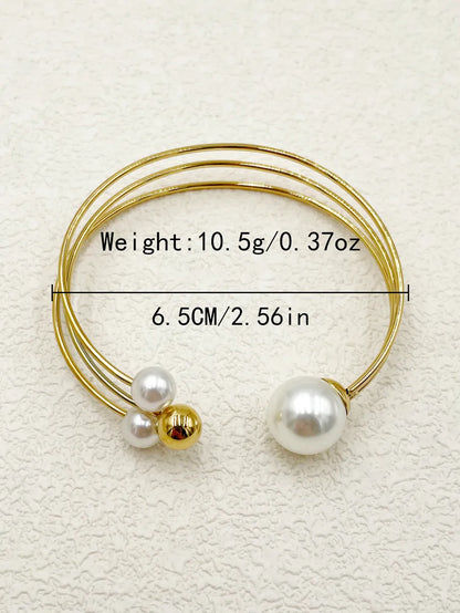 Classic Style Commute Pearl Stainless Steel Polishing Plating Gold Plated Cuff Bracelets