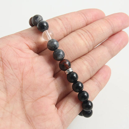 Classic Style Commute Round 304 Stainless Steel Natural Stone Beaded Handmade Men'S Bracelets