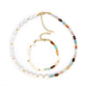 Classic Style Commute Round Natural Stone Copper Beaded Bracelets Necklace