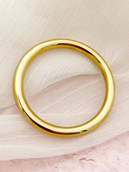 Classic Style Commute Solid Color Stainless Steel Gold Plated Bangle In Bulk