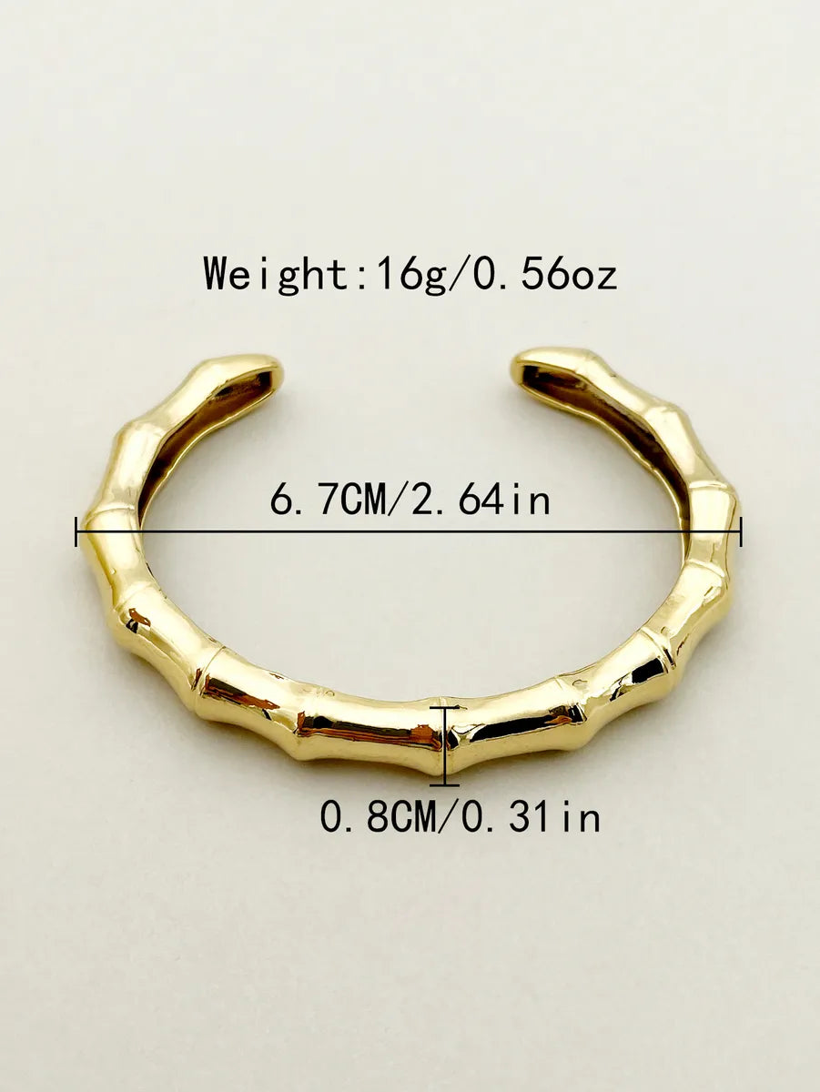 Classic Style Commute Solid Color Stainless Steel Gold Plated Cuff Bracelets In Bulk