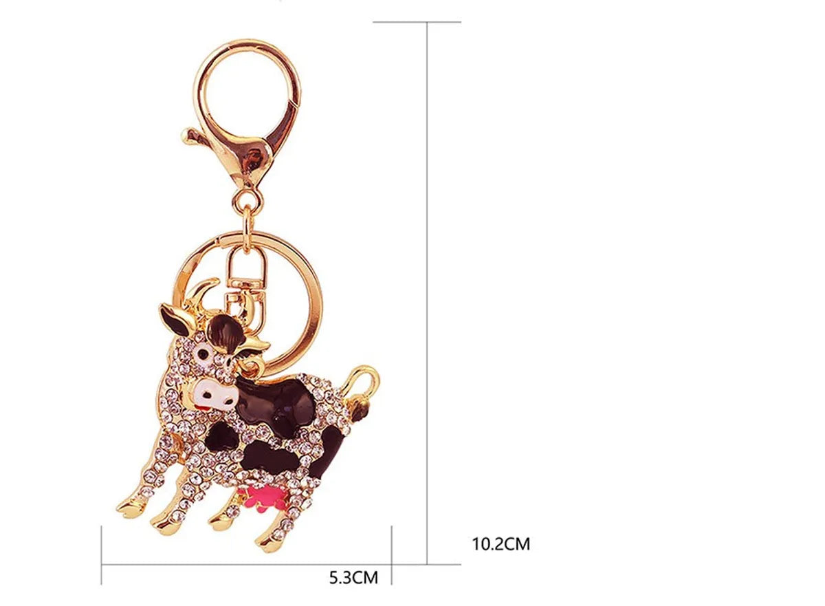 Classic Style Cows Alloy Inlay Rhinestones Women'S Keychain