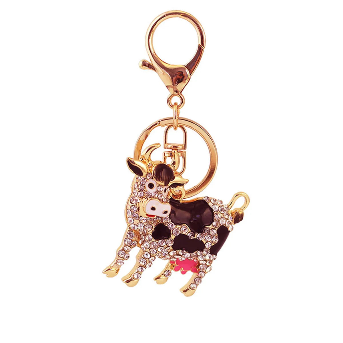 Classic Style Cows Alloy Inlay Rhinestones Women'S Keychain