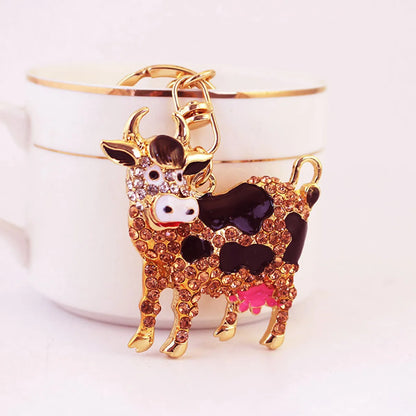 Classic Style Cows Alloy Inlay Rhinestones Women'S Keychain