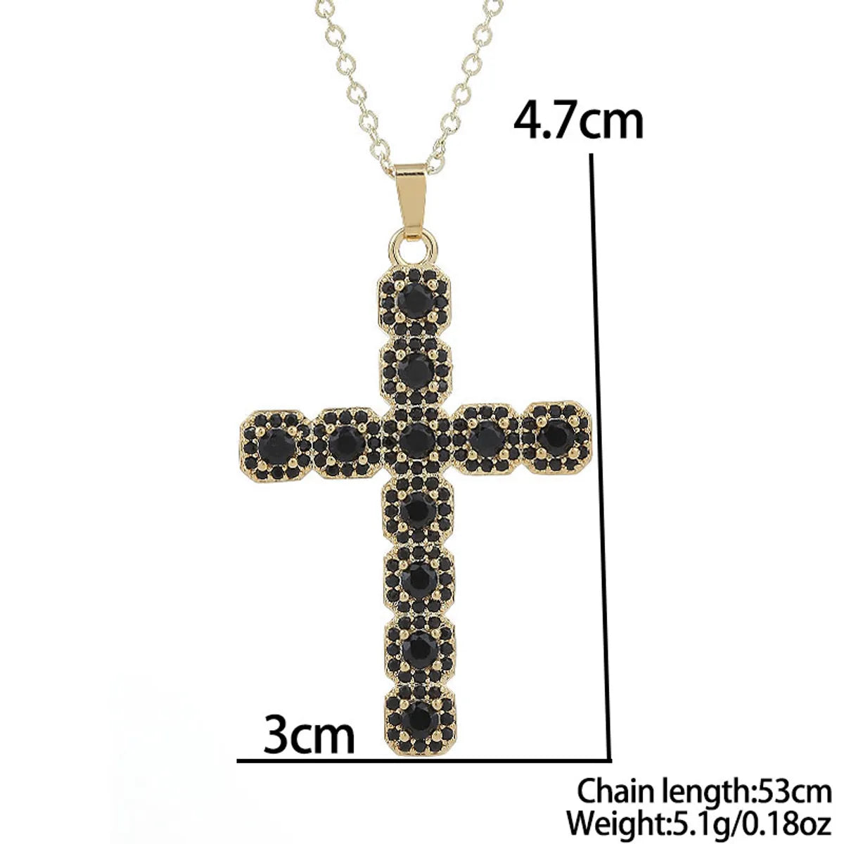 Classic Style Cross Copper Zircon Pendant Necklace In Bulk