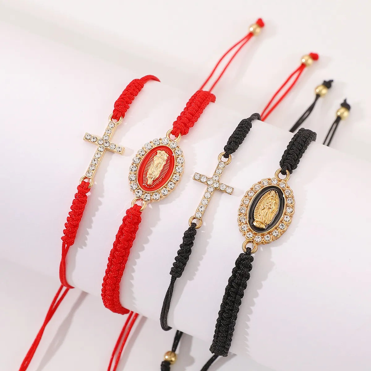 Classic Style Cross Virgin Mary Alloy Rope Wholesale Drawstring Bracelets