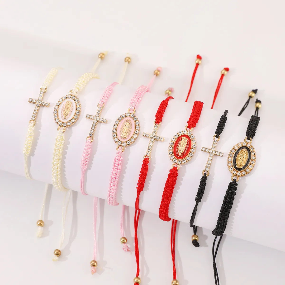 Classic Style Cross Virgin Mary Alloy Rope Wholesale Drawstring Bracelets