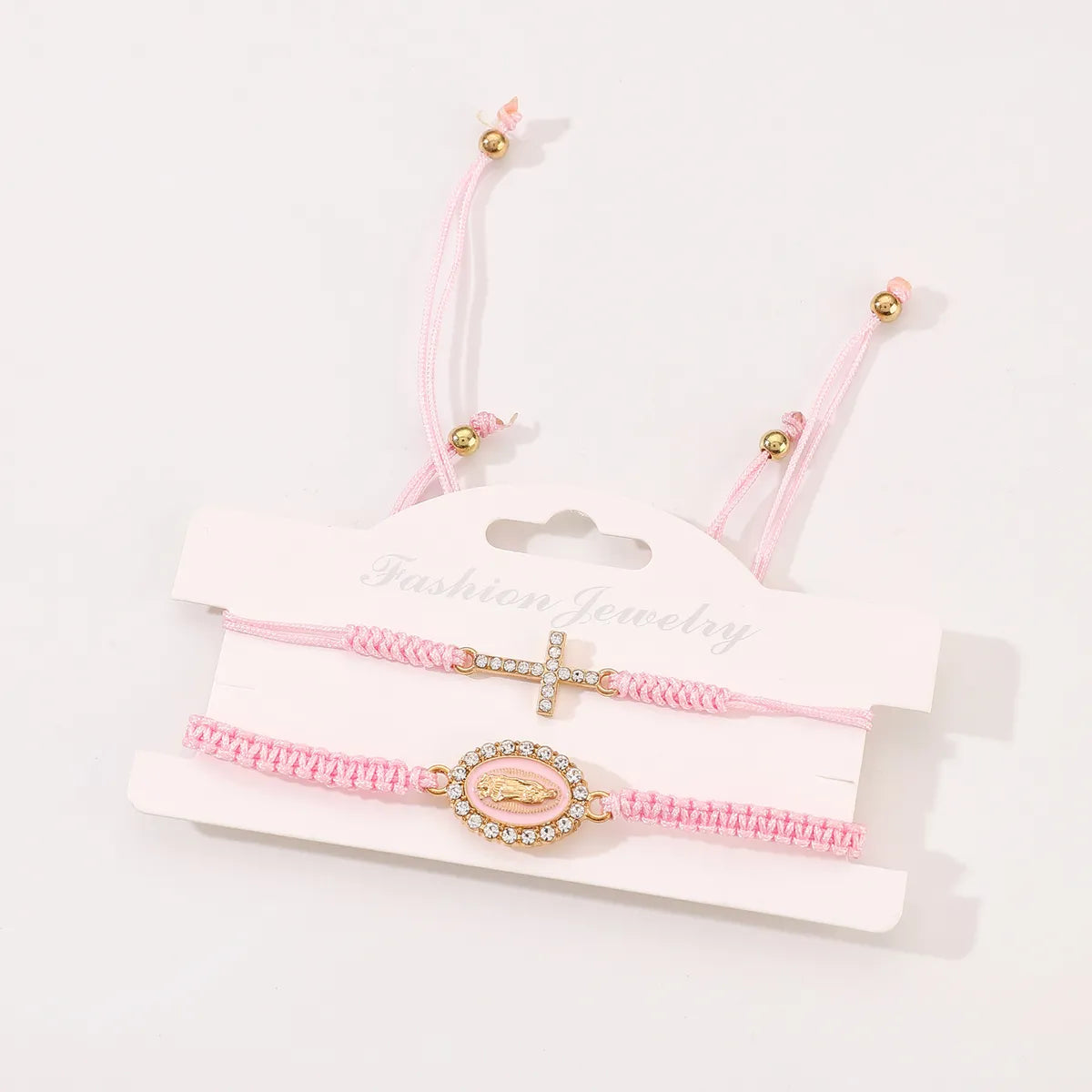 Classic Style Cross Virgin Mary Alloy Rope Wholesale Drawstring Bracelets