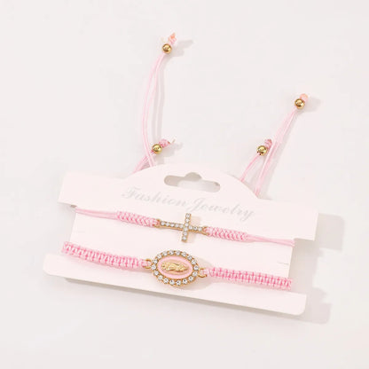 Classic Style Cross Virgin Mary Alloy Rope Wholesale Drawstring Bracelets