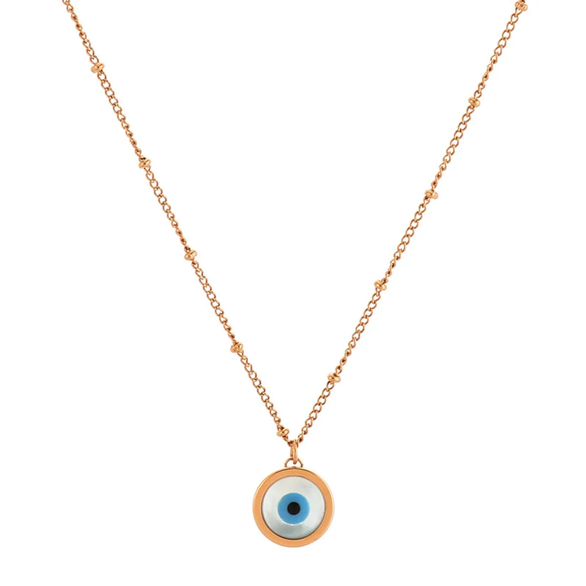 Classic Style Devil's Eye Titanium Steel Plating Inlay Shell 18k Gold Plated Pendant Necklace