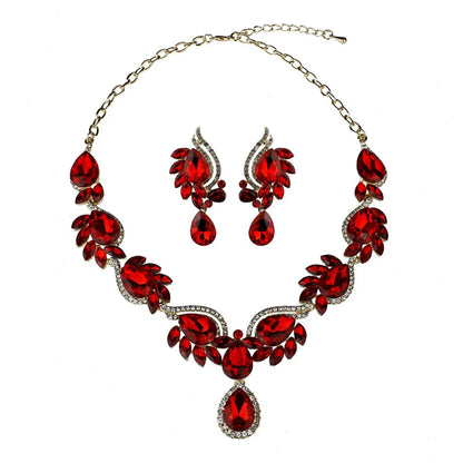 Classic Style Flower Alloy Inlay Artificial Gemstones Women'S Earrings Necklace Jewelry Set