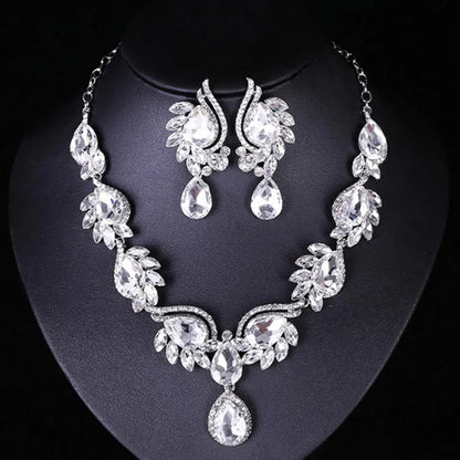 Classic Style Flower Alloy Inlay Artificial Gemstones Women'S Earrings Necklace Jewelry Set