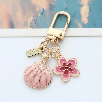 Classic Style Flower Shell Zinc Alloy Unisex Bag Pendant Keychain