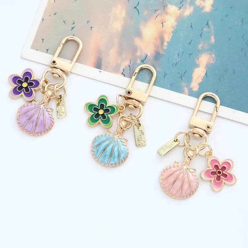 Classic Style Flower Shell Zinc Alloy Unisex Bag Pendant Keychain