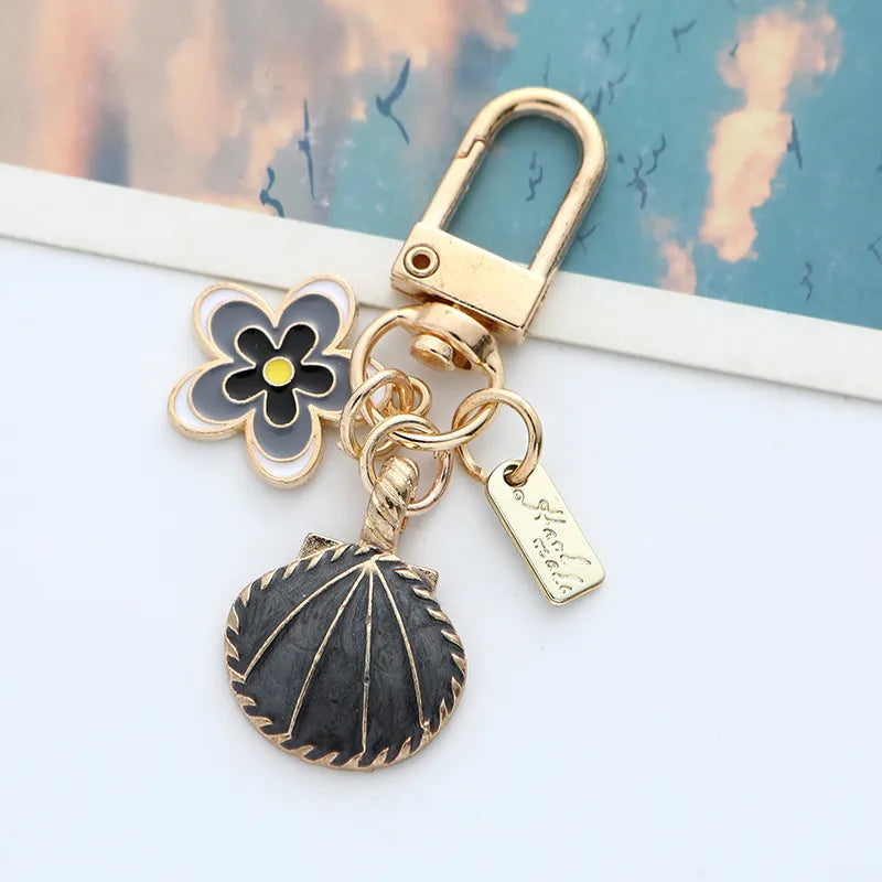 Classic Style Flower Shell Zinc Alloy Unisex Bag Pendant Keychain