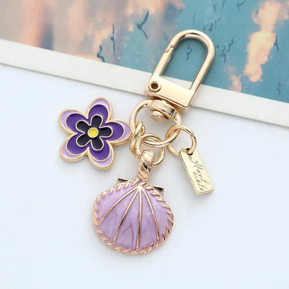 Classic Style Flower Shell Zinc Alloy Unisex Bag Pendant Keychain