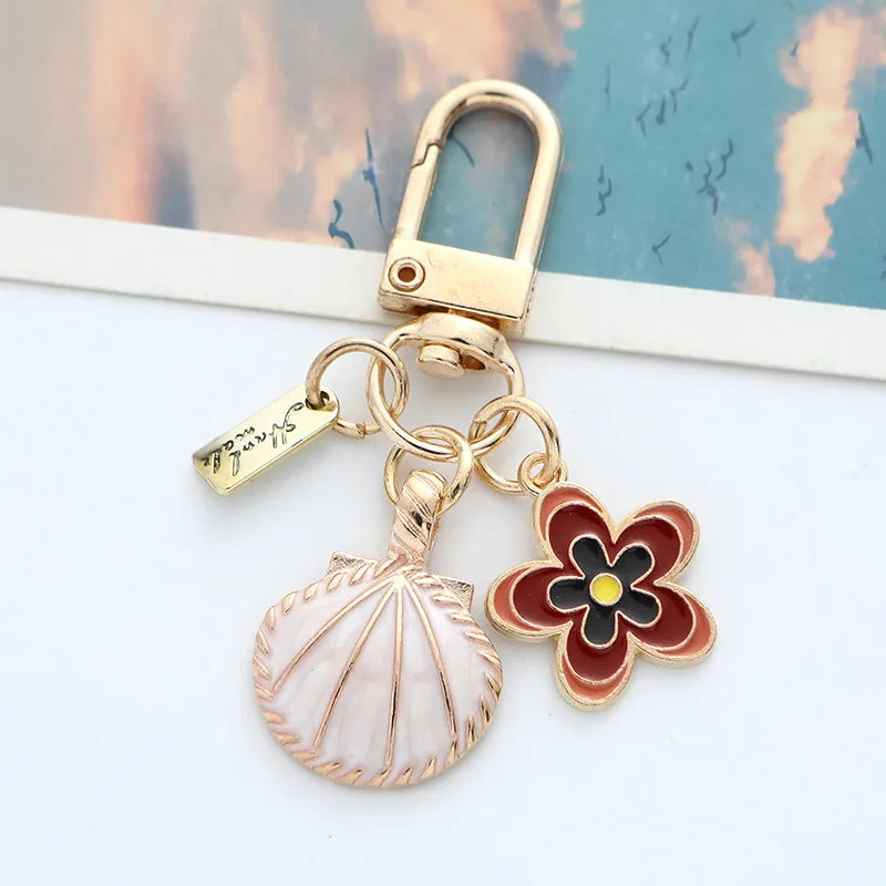 Classic Style Flower Shell Zinc Alloy Unisex Bag Pendant Keychain