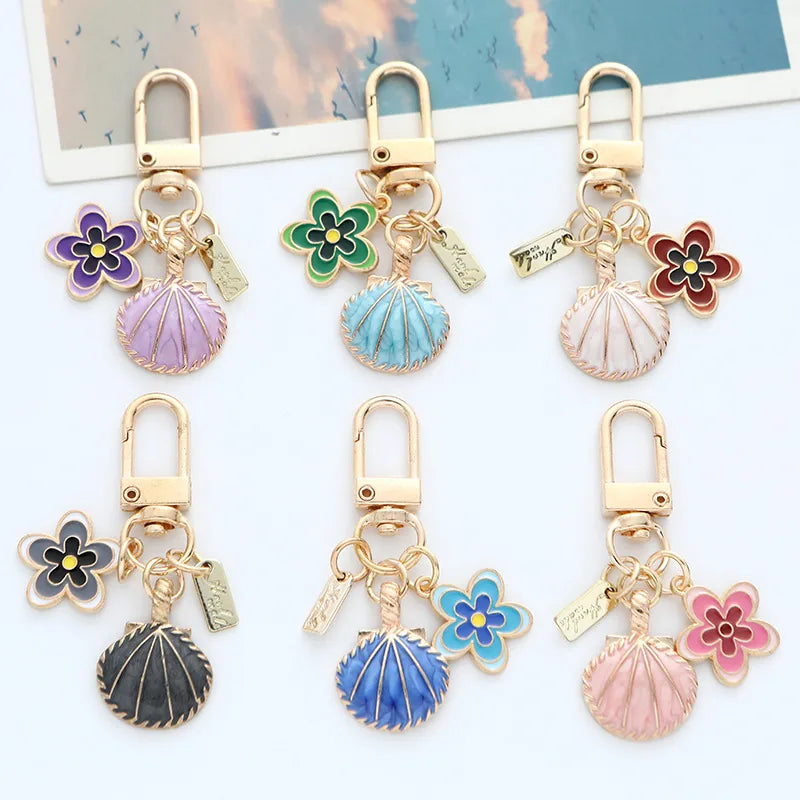 Classic Style Flower Shell Zinc Alloy Unisex Bag Pendant Keychain