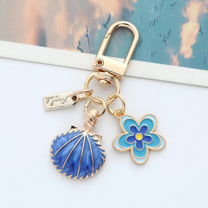 Classic Style Flower Shell Zinc Alloy Unisex Bag Pendant Keychain