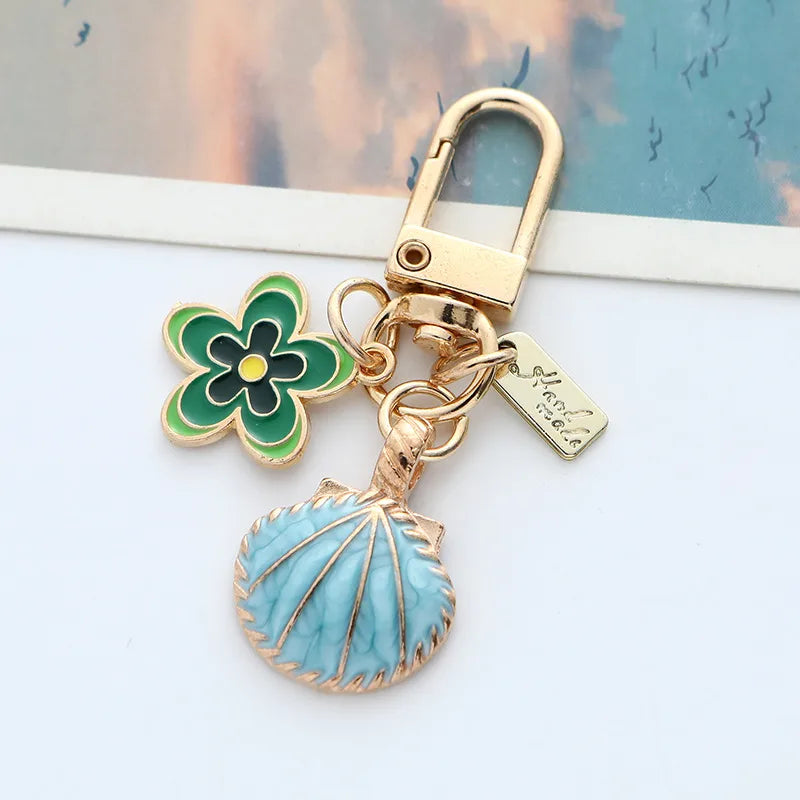 Classic Style Flower Shell Zinc Alloy Unisex Bag Pendant Keychain