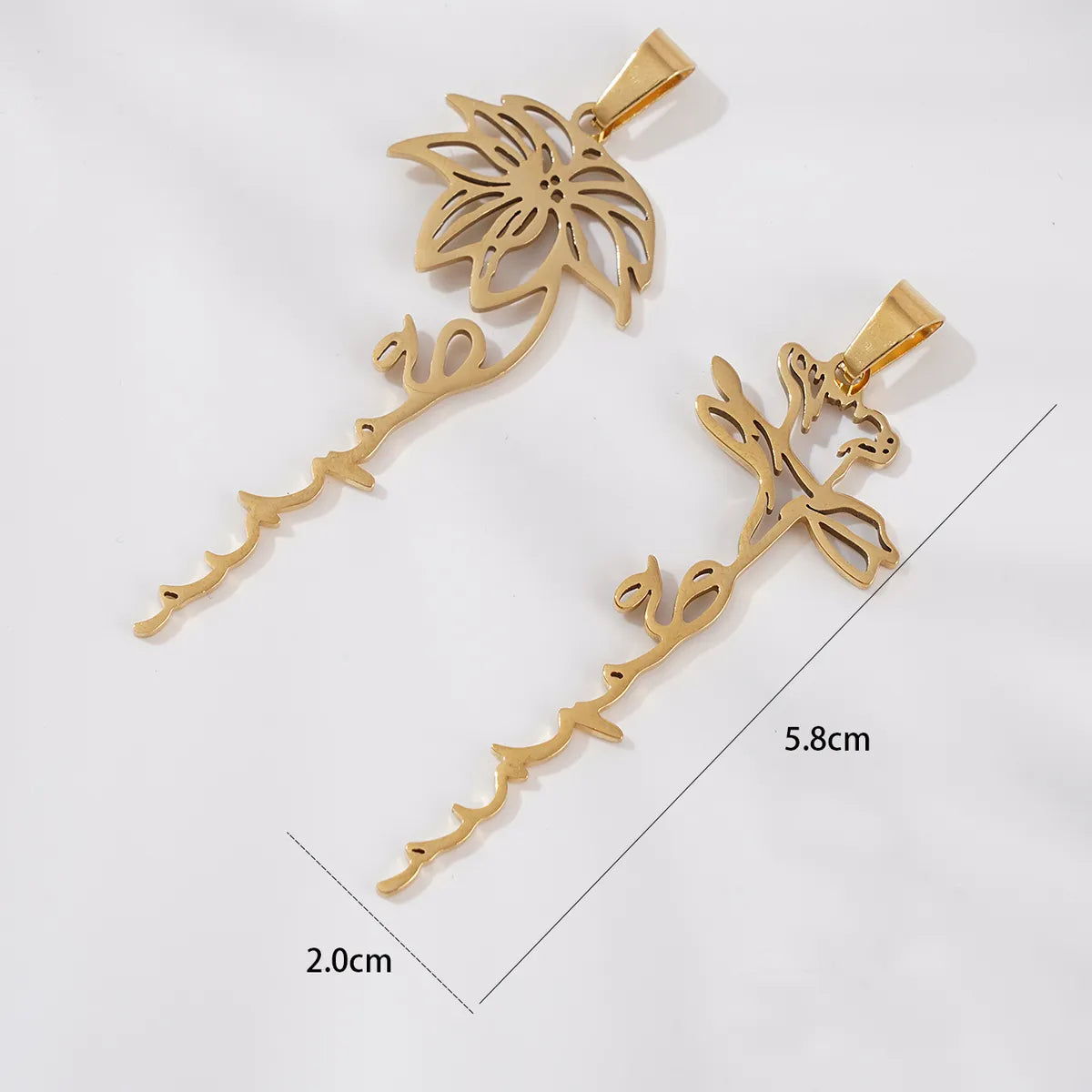 Classic Style Flower Stainless Steel Plating Gold Plated Charms