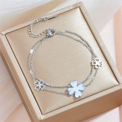 Classic Style Flower Titanium Steel Patchwork Bracelets