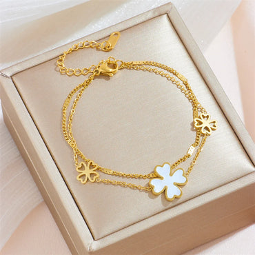 Classic Style Flower Titanium Steel Patchwork Bracelets