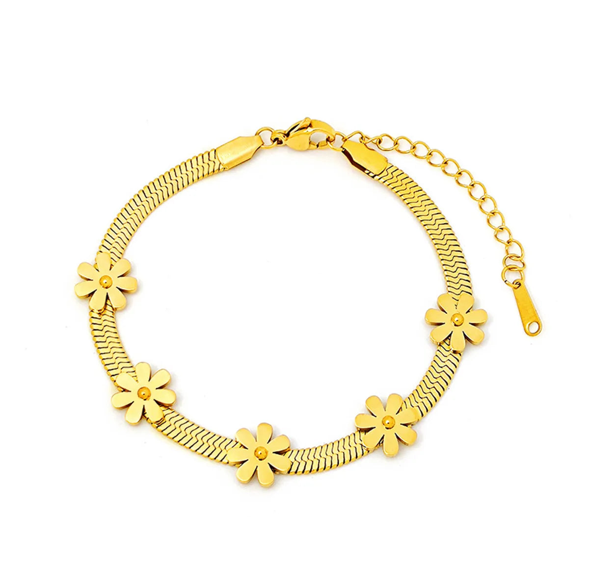 Classic Style Flower Titanium Steel Plating Gold Plated Bracelets