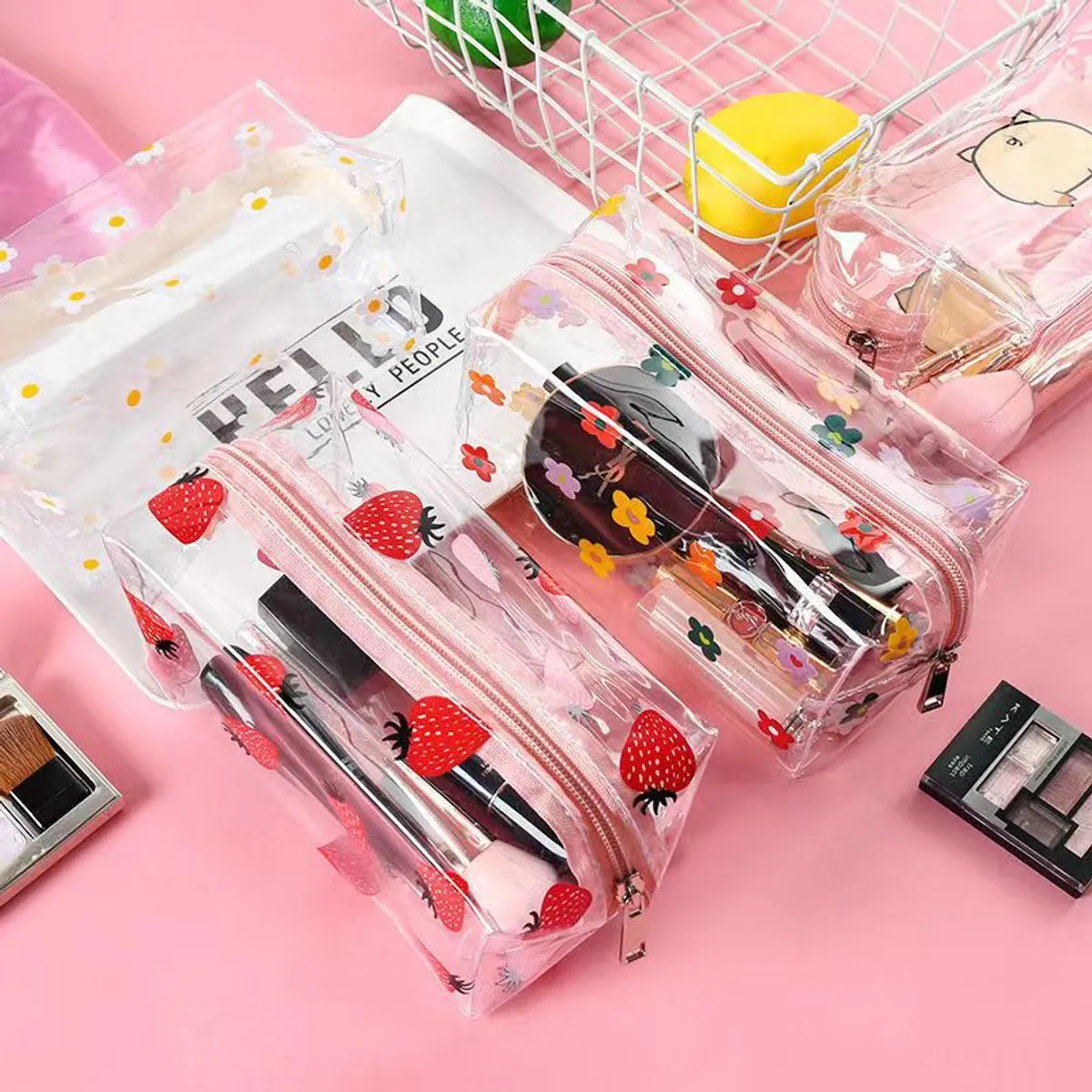 Classic Style Fruit Pvc Square Makeup Bags