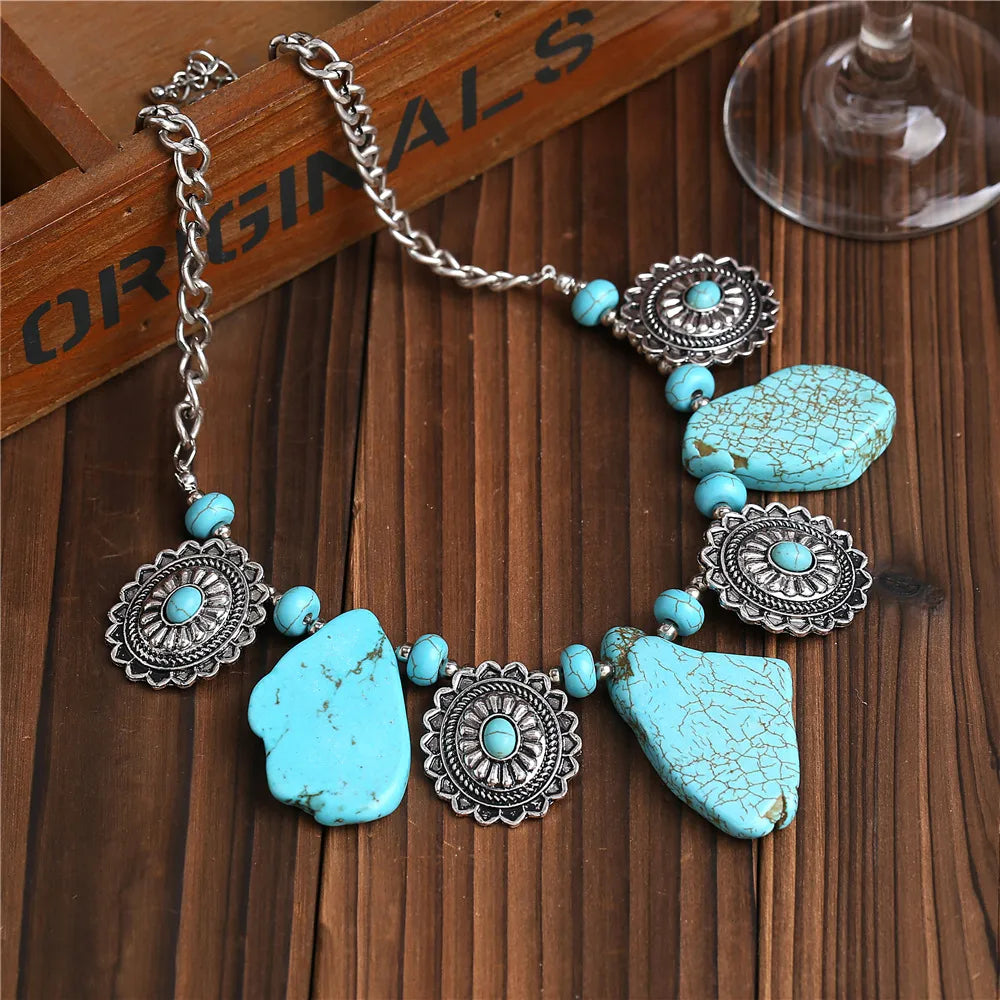 Classic Style Geometric Alloy Turquoise Women'S Pendant Necklace