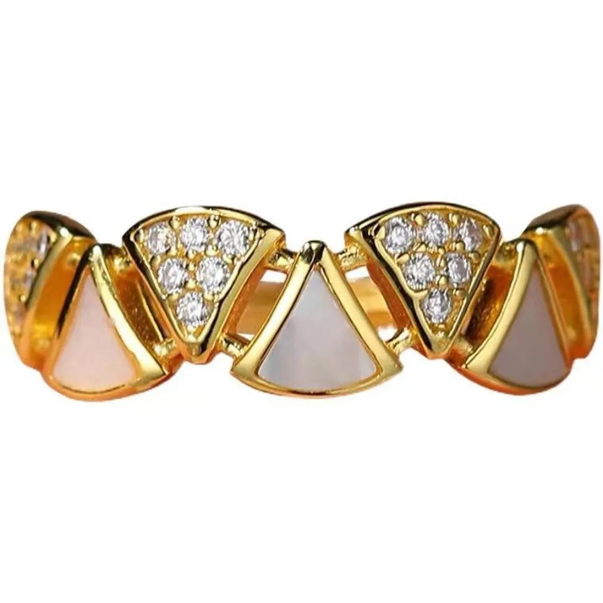 Classic Style Geometric Copper Plating Inlay Artificial Gemstones Open Rings