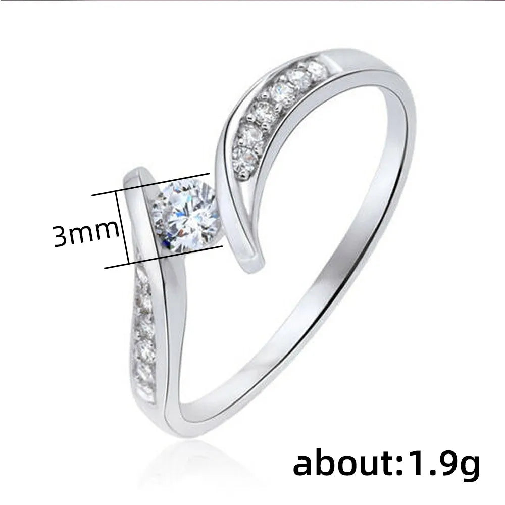 Classic Style Geometric Copper Rings Plating Artificial Diamond Copper Rings